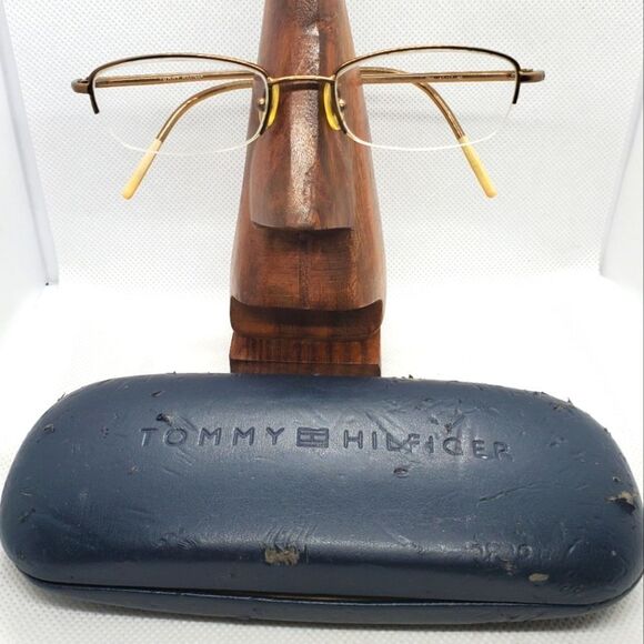 Tommy Hilfiger Brown & Cream Prescription Glasses Frames & Case - Picture 1 of 8